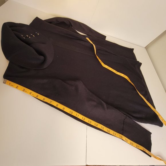 JM Collection Ladies Black Open Front T-Neck Sweater, Size L - Picture 8 of 12